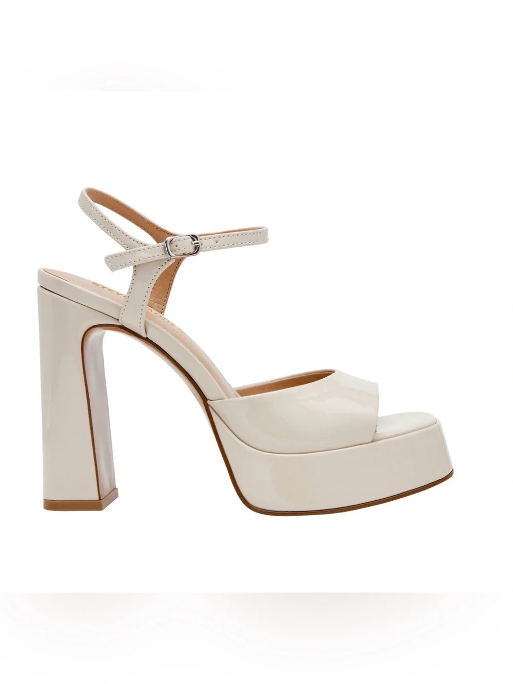 Steve Madden Ivory Patent Platform Block Heel Sandal.       #14